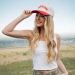 Salt & Seek Upside Down Snapback Hat (Cream/Red)