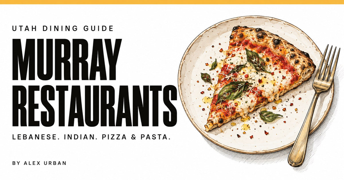 MURRAY RESTAURANTS guide by Alex Urban, with an editorial food illustration.