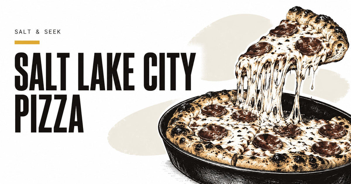 Salt Lake City Pizza guide with an illustrated pizza