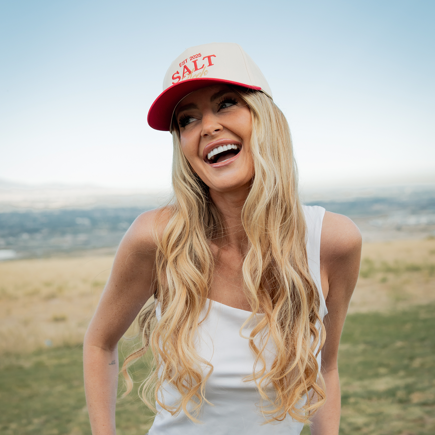 Salt & Seek Originals Snapback Hat (Cream/Red)