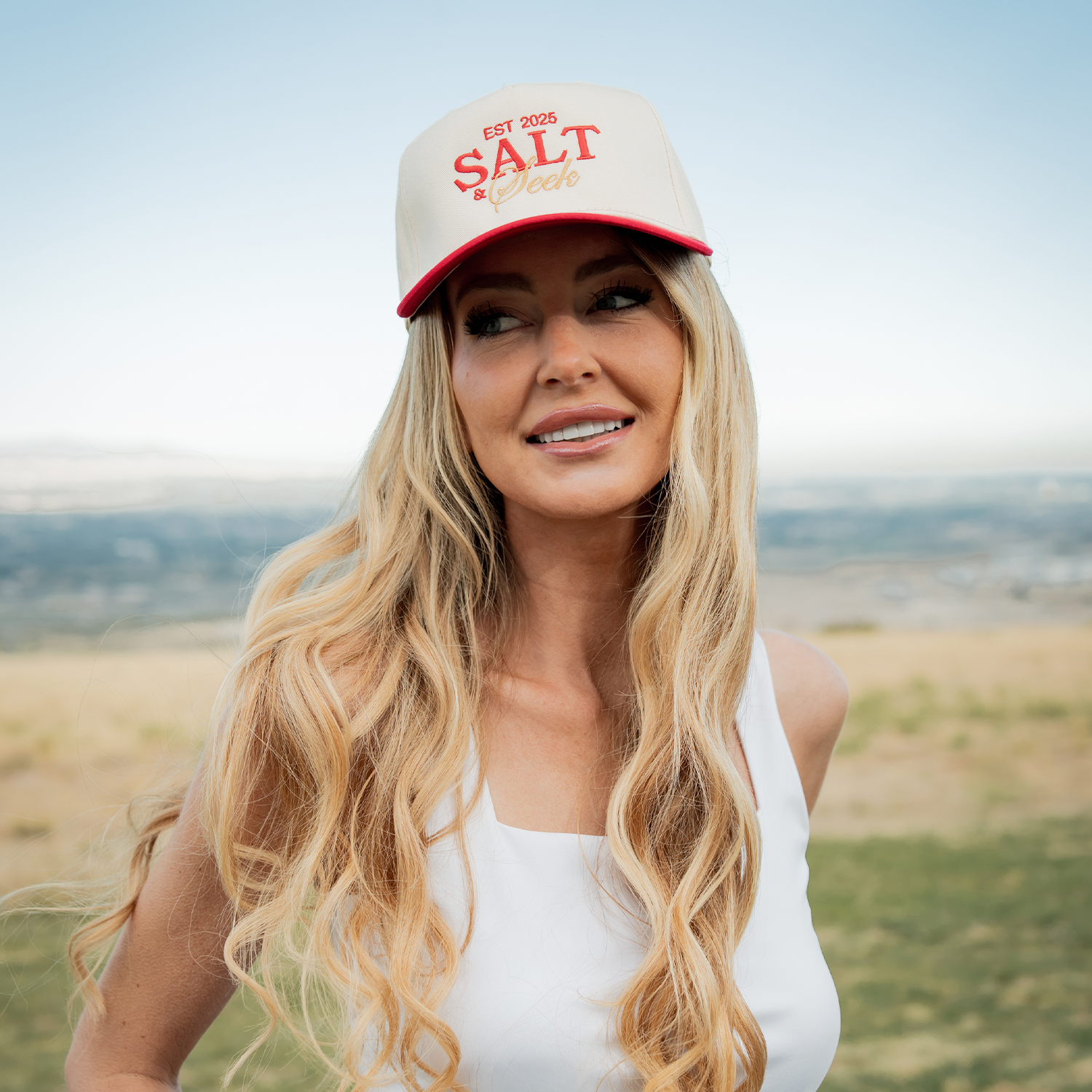 Salt & Seek Originals Snapback Hat (Cream/Red)