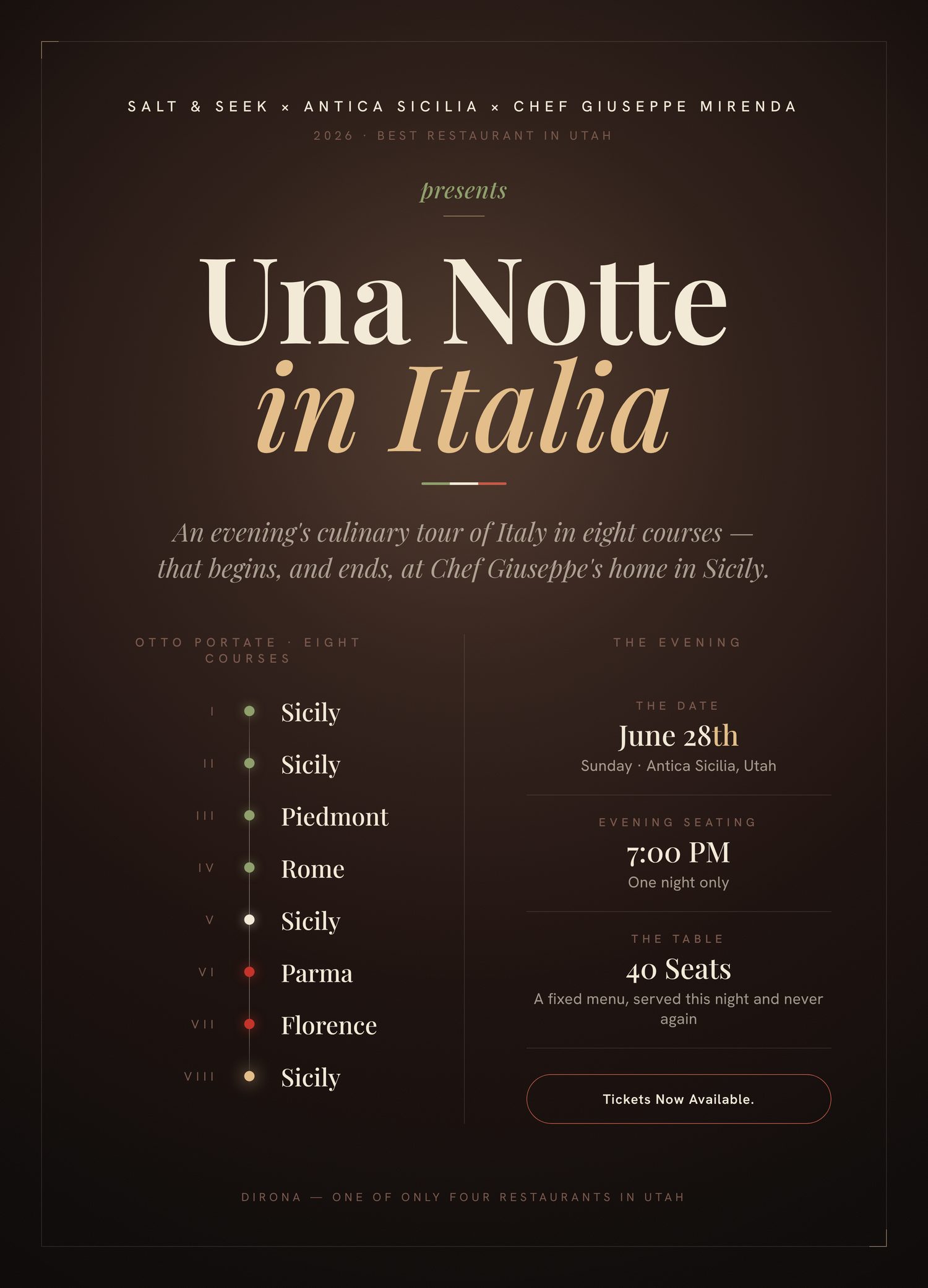 Chefs Table: Una Notte in Italia (7:00PM Seating)
