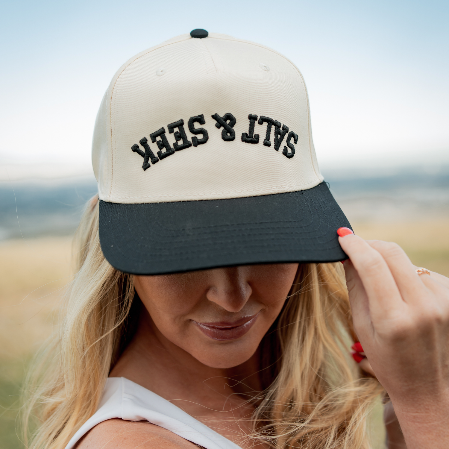 Salt & Seek Upside Down Snapback Hat (Cream/Black)